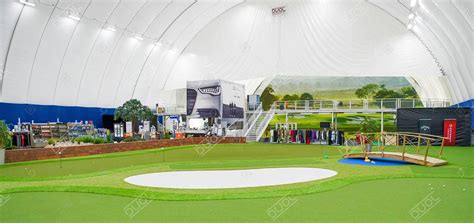 Golf dome - The GOLF DOME in South Calgary is located 2 blocks east of Macleod trail on 50th Ave SW. The 50,000 square foot air inflated structure has a two tier 32 stall driving range, two new Full Swing Golf Simulators, putting green, pro shop and is fully licensed. The Dome is open year round and is available for field rentals and Corporate events. 